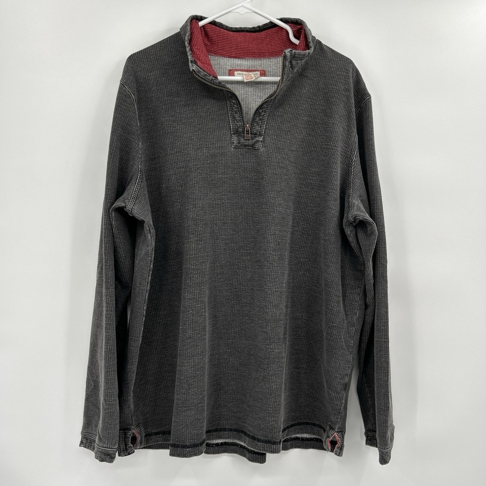 Carbon 2 Cobalt Mens Ribbed Knit 1/4 Zip Pullover Size Large Tall Gray Casual